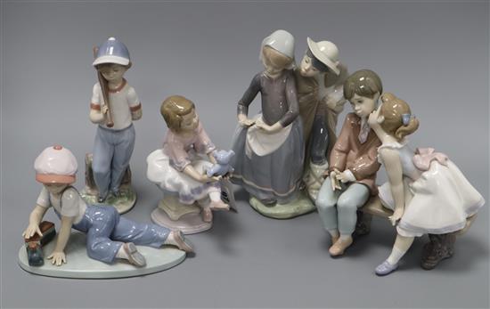 Five Lladro figures of children tallest 22cm